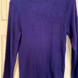 INC Deep Royal sapphire blue  Long Sleeve Ribbed Sweater